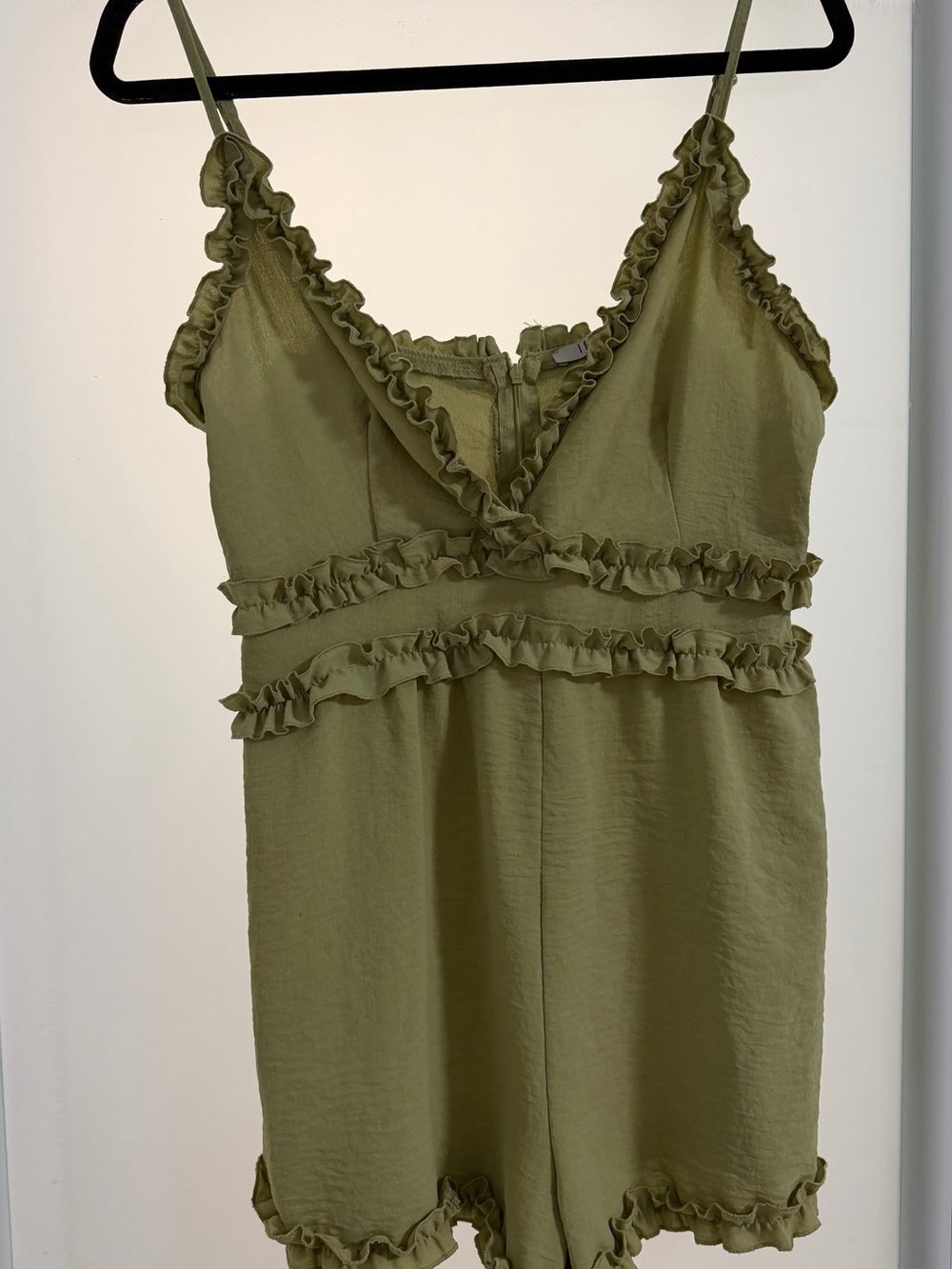 iris Olive Green Ruffle Romper One-Piece - Picture 4 of 5